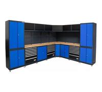 D-Work Système d Unité Murale Atelier Bois 8 Modules - 58 x 202.5 x 9 cm - Rangement Modulable et Pratique