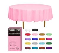 D&Z Lot de 12 nappes Rondes en Plastique Rose, 213,4 x 213,4 cm, idéales pour l'intérieur et l'extérieur, Les Mariages, la Saint-Valentin, Les Anniversaires
