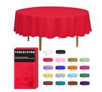 D&Z Lot de 12 nappes Rondes jetables en Plastique Rouge de 213,4 cm pour fête, Anniversaire, Mariage, Noël