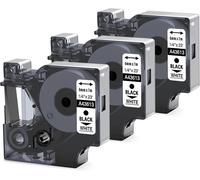 D1 Compatible Label Maker Tape 6 mm x 7 m 43613 Cartridge Compatible with LabelManager LM160 LM210D LM260P LM280 LM360D LM420P (Pack of 3,Black on White)
