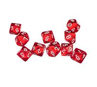 D10 Lot de 10 dés gemmes à dix côtés pour jeux de rôle Rouge