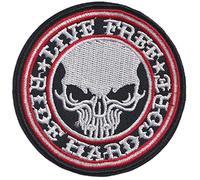 D133 - Ecusson Patch Brodé Thermocollant - Diametre 7,5 cm - Live Free Ride Hardcore