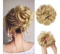 D1DCOHB Hair Bun， Postiche en Chignon désordonné, postiche for Femme, Extension de Queue de Cheval, Cheveux Humains, décorations de Cheveux, Extensions chignons ébouriffées(Light Ash Blonde)