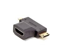 D2 Diffusion Adaptateur HDMI Type A Femelle vers Mini-HDMI et Micro-HDMI Mâle - Contacts Or - Connecteurs Droit - Noir - Réf. D2ADPMICROMINIHDMI