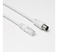 D2 Diffusion Câble RJ45 mâle vers coaxial mâle Longueur 2.00m - CAT 6 - Diamètre 9.52mm - Garantie 10 ans - Blanc