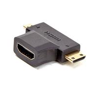 D2 Diffusion - Adaptateur HDMI - 19 pin mini HDMI Type C, 19 pin micro HDMI Type D mâle incliné pour HDMI femelle