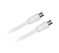 Câble Coaxial mâle/femelle 9.52 mm +adaptateur mâle/mâle 1.50 m,Blanc