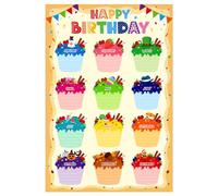 D24TIME Poster d'anniversaire pour décorations de salle de alendrier d'anniversaire laminé imperméable pour décorations de tableau d'affichage et fournitures de rentrée scolaire