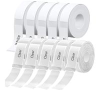 D30 Lot de 10 rouleaux de ruban d'étiquettes 12 x 40 mm compatible avec imprimante d'étiquettes portable D30-1650 étiquettes/10rouleau - 5 rouleau Blanc, 5 rouleau transparent