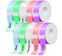 D30 Lot de 10 rouleaux de ruban d'étiquettes 12 x 40 mm compatible avec imprimante d'étiquettes portable D30 - Papier d'impression d'étiquettes adapté pour bureau - 160 étiquettes/rouleau - Coloré +