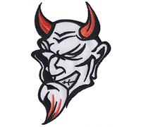 D327 - Ecusson Patch Brodé Thermocollant - 6,8 cm x 10,3 cm - Tete Diable