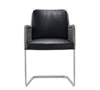 D43 chaise cantilever Tecta Acier inoxydable - Cuir noir - TECTA D43 EDEL LSCH