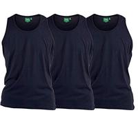 D555 Coton Pur Long Longueur Pack de 3 Muscle Gilets - Bleu Marine, XXL