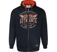 D555 Duke Hamilton 641600 Sweat à capuche zippé pour homme avec imprimé graphique authentique Bleu denim Grande taille 641600, denim, 4XL