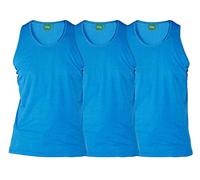 D555 Hommes King Taille Coton Pur Long Longueur Pack de 3 Gilets - Bleu, 3XL (Poitrine 53-55 Pouces)