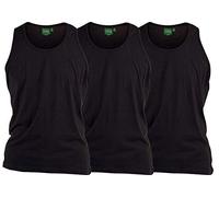 D555 Hommes King Taille Coton Pur Long Longueur Pack de 3 Gilets - Noir, 5XL (Poitrine 59-61 inches)