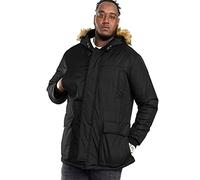 D555 Parka Longue à col Fourrure Amovible Grande Taille Homme Grande Taille Homme Noir
