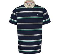 D555 Reading Stripe Polo de rugby à manches courtes pour homme Bleu marine 2XL-6XL