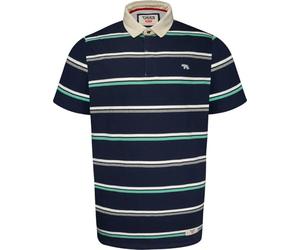 D555 Reading Stripe Polo de rugby à manches courtes pour homme Bleu marine 2XL-6XL