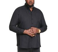 D555 Richard Basic Oxford Chemise à manches longues pour homme 5 couleurs 2XL à 6XL, Noir , 6X-Large