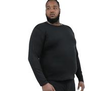 D555 T-shirt thermique à manches longues et col rond pour homme, grande taille, Exeter 2XL-8XL, Noir , 4XL Grande taille