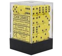 D6 Dice Opaque 12mm (36 Dice) - Yellow-Black