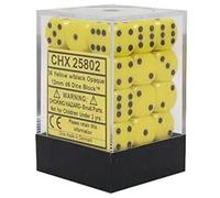 D6 Dice Opaque 12mm (36 Dice) - Yellow-Black