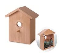 D88DS Mangeoire à oiseaux résistante aux intempéries avec mangeoire et nichoir pour mésanges - Mangeoire en bois pour jardin ou balcon, décorative et stable, idéale pour l'alimentation toute l'année