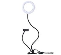 D90DS Anneau Lumineux de Table LED 9 cm avec Support pour téléphone Portable Lampe de Photographie de beauté à intensité Variable avec Clip col de Cygne inclinable Anneau pour téléphone
