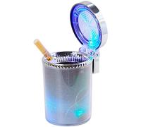 D98CS Bolwins Cendrier de voiture avec éclairage LED - Gobelet de fumée universel pour porte-gobelet et grille d'aération, cendrier portable en métal avec couvercle pour voiture, camping, bureau et
