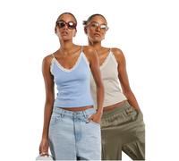 DÃ©bardeur en dentelle Ã col V femme Urban Classics (x2) Bleu 2XL