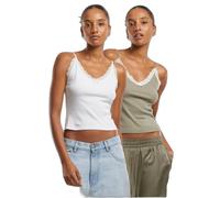 DÃ©bardeur en dentelle Ã col V femme Urban Classics (x2) Vert M