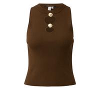 DÃ©bardeur en maille ajustÃ©e avec dÃ©coupes et boutons dorÃ©s femme QS Marron L