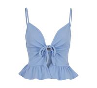 DÃ©bardeur femme Urban Classics Waffle Pique Ruffle Bleu 4XL