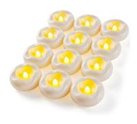 Da by Bougies flottantes - 12 bougies LED blanches étanches - adaptées pour les piscines/mariages/vases/décoration de la maison (5 cm * 2,5 cm)