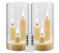 Da by Lot de 2 bougies sans flamme à piles avec télécommande et minuteur, LED à trois mèches, pour mariage romantique, décoration d'intérieur parfaite (ivoire)