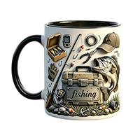 Da Caffè Pesca- 16x12x11 Cm Di Ceramica | Tazzaa Per Cioccolata Calda | Manico Antiscivolo Per Pescatori, Padri, Mariti, Succo, Vino, Ufficio, Casa, Studio, Soggiorno