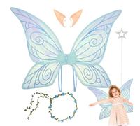 Da FATA Set - du conte de fées - Papillon pour fille | Ailes de papillon pour fêtes d'anniversaire Carnival Cosplay Halloween Light Magic Costume
