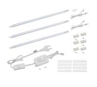 DA LIGHT Lampe LED pour montage sous plan avec interrupteur 5W 400LM 6000K Barre lumineuse de cuisine Eclairage de vitrine avec 3x26cm Stripes pour cuisine placard Extensible par système d'enfichage