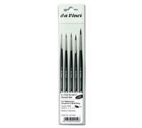 Da Vinci Brushes 5598 Casaneo Round (tailles 0, 1, 2, 3, 4) Ensemble de pinceaux d'artiste noirs, 5 pi ces