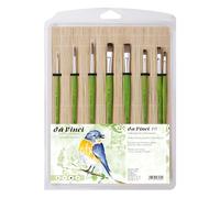 Da Vinci Pinceau à manche court vert – FIT Synthetics, manche en bambou, fabriqué en Allemagne
