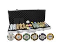 DA Vinci Monte Carlo Poker Club Lot de 500 jetons de 14 g et 3 Tons avec étui en Aluminium amélioré, 2 Jeux de Cartes en Plastique, 2 Cartes coupées, Boutons Dealer et aveugles