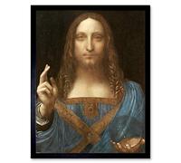 Da Vinci Salvator Mundi World Saviour Jesus Painting Art Print Framed Poster Wall Decor 12x16 inch Monde La peinture Affiche mur Déco