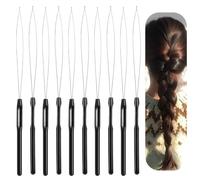 DAAIZIII Lot de 10 accessoires pour extensions de cheveux à micro-anneau, enfile-aiguilles, noirs, pour extensions de cheveux ou de plumes