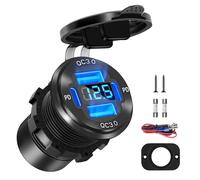 Daakro Prise USB C 12 V 78 W 4 ports Chargeur en aluminium Puissance Dual PD 30 W et Dual QC 18 W 12 V Montage USB avec voltmètre LED Prise allume-cigare pour camping-car, bateau, camion, moto,