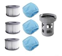 Daaxing Cartouches filtrantes avec filets de protection pour piscines gonflables Miweba MSPA, avec support de filtre, 3 cartouches filtrantes, 3 filets de protection, 1 support de filtre