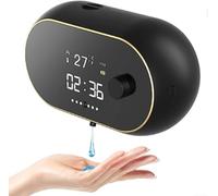 Daaxing Distributeur automatique de savon liquide mural sans contact avec capteur infrarouge, température temporelle, rechargeable par USB pour cuisine et salle de bain (gel noir) 450 ml