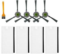 Daaxing Lot de 9 filtres à brosse latérale pour aspirateur robot Lefant U180 M210 Pro M201 L3, 4 brosses latérales, 4 filtres HEPA, 1 brosse de nettoyage