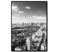 daazoo Tableau New York Central Park avec cadre 50 x 70 cm (prêt à suspendre) - Le cœur vert de New York - Tableau mural encadré - Set d'images - Noir et Blanc Noir Blanc Noir Blanc