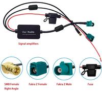 Dab Dab + Car Antenna Amplificateur Booster Fakra Z Male à Fakra Z Femme à SMB Femme Adaptateur d'angle Droit 12V Amplificateur de Signal de Radio